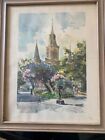 Phil Austin Watercolor Painting - Jackson Square 16x10 Autograph with Frame