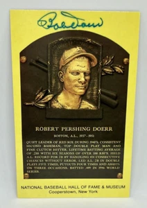 Bobby Doerr, 1964-Date HoF Yellow Plaque Postcard - Autographed - JSA Auth. - Picture 1 of 3