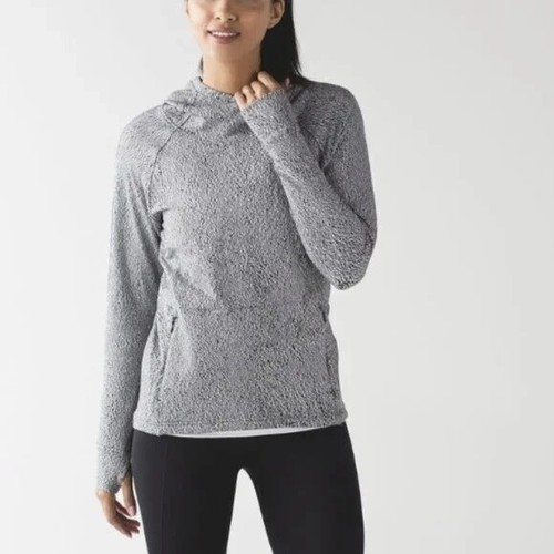 VETEMENTS Felpa con cappuccio Lululemon Ready To Rulu corsa Luon spray jacquard nero bianco taglia 6