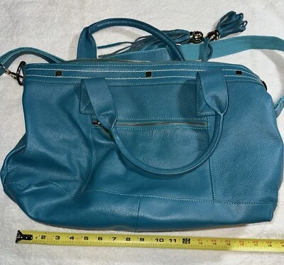 Bolsa Cuore & Pelle Amelia em excelente estado usado couro azul-petróleo varejo $250,00 - Imagem 1 de 4