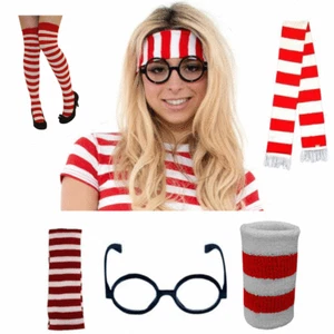 Accesorios surtidos para semana de libros a rayas rojas y blancas para damas - Imagen 1 de 9