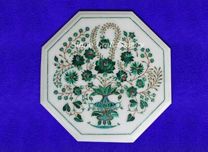 15" Marble Side End Table top handmade inlay semi precious stones Work - Picture 1 of 1