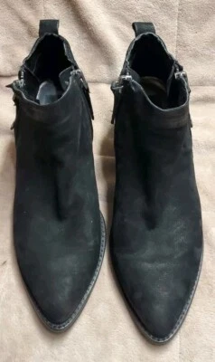 Dolce Vita Black Suede Side Zips Booties 9.5 Block Heel Leather - Image 1 of 4