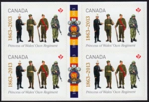 PRINCESS of WALES' OWN REGIMENT = Pictorial Gutter BK BL 4 Canada 2013 #2635 MNH - Bild 1 von 2