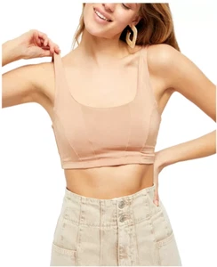 Free People Canotta Donna Cropped Rosa Pallido $30 Scollo Scoop XS - Foto 1 di 3