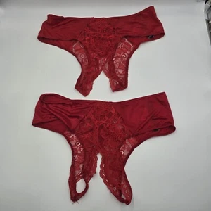 Victoria’s Secret Crotchless Cheeky Medium/M Red NWT TWO PAIRS - Picture 1 of 4