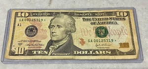 USA 10 Dollar Green Seal Star Note 2004A Boston, MA AEC / JWSo #GA00125318* - Picture 1 of 2