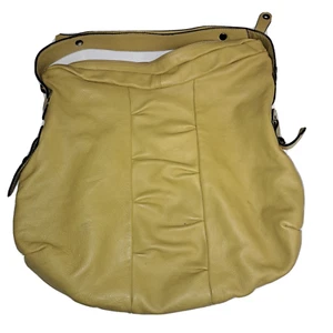 TED BENSON LEATHER MUSTARD YELLOW TOTE BAG MADE IN ITALY GENTLY USED CONDITION - Picture 1 of 11