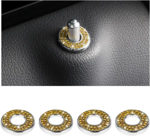 4PCS Bling Inner Car Door Lock Cover Stickers, Rhinestones Pull Rod Bolt Decorat - Picture 1 of 6