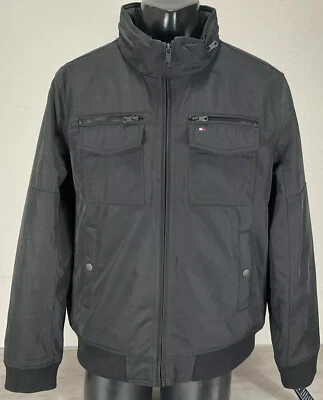 Tommy Hilfiger Bomber Jacket Sz M Black $225 - Image 1 of 4