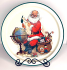 Vintage Weihnachten Metall rundes Serviertablett 13 Zoll Weihnachtsmann mit Spielzeug