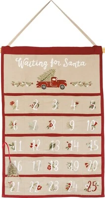 Christmas Hang Up Countdown Advent Calendar "Waiting For Santa" Red Farm Truck - Image 1 of 2