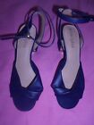 Principles navy faux leather/suede/open toe ankle strap sling back shoes size 