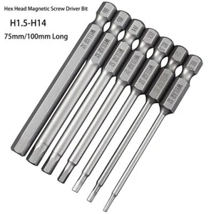 Hex Head Allen Wrench Drill Bit Set Screwdriver Socket 1/4" Hex Shank H1.5-H14 - Picture 1 of 28