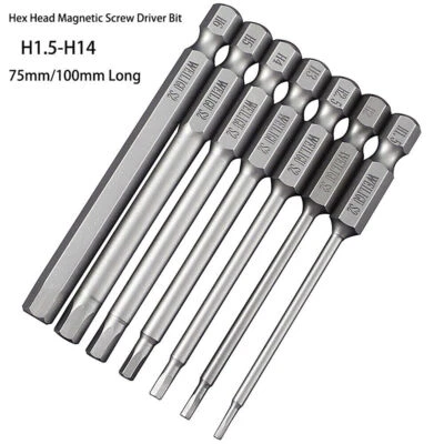 Hex Head Allen Wrench Drill Bit Set Screwdriver Socket 1/4" Hex Shank H1.5-H14 - Image 1 of 4