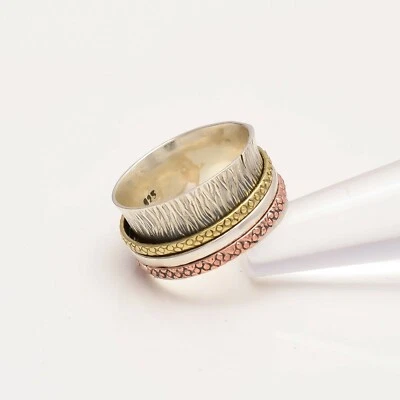 Designer Handschnitzer Schmuck 925 massiv Sterling Silber Spinner Ringe /RR-46 - Bild 1 von 4