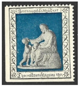 Iceland 1914 Statue Xmas Seal #5 Fine, o.g., HR - Picture 1 of 1