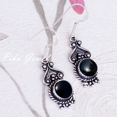 Orecchino New Art in argento sterling 925 con pietra preziosa naturale onice ... - Immagine 1 di 4