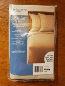 Set of 2 Mainstays Pillowcases 200 Thread Count Standard/Queen Size Vallejo Tan - Picture 1 of 2
