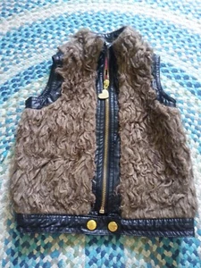 Size 12-18 mo faux fur brown Betsey Johnson zip up punk rocker girls biker vest - Picture 1 of 2