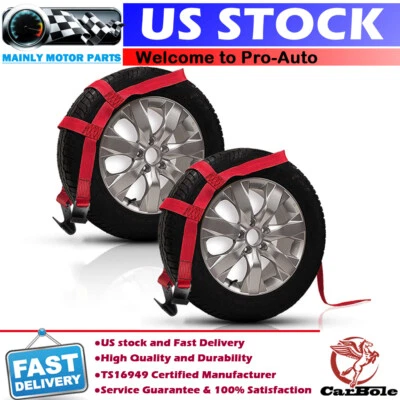 2x Large Vehicle Tow Dolly Basket Tie Down Straps with Flat Hooks 17"-21" Wheel - Image 1 of 4