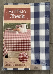 New Benson Mills Buffalo Check Blue Plaid 70" Round 100% Polyester Tablecloth - Picture 1 of 4