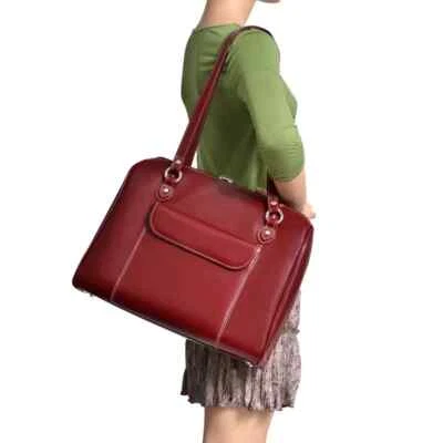 McKlein EUC Red Leather Glenview 15" Laptop Briefcase Bag Commute School Travel - Image 1 of 4