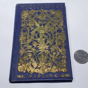 Rezessional HC blau geprägtes Buch Rudyard Kipling 1898 illustrierte Stokes Tasche - Bild 1 von 15