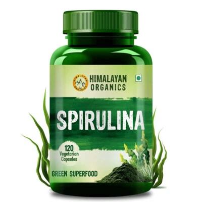 Himalayan Organics Spirulina 2000 mg Suplemento 120 Cápsulas Vegetarianas FS Foto 1 de 4
