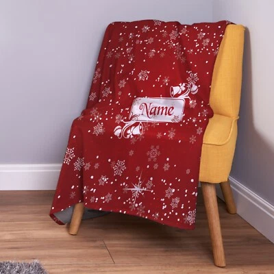 Personalised Red Snowflake Design Soft Fleece Throw Blanket - Image 1 of 2
