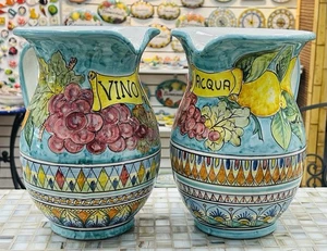 Vietri Keramik 2er Set Krüge 10’’ hoch 3 Liter von Hand gefertigt/bemalt - Italien - Bild 1 von 6