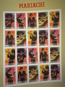 Scott #5703-5707 Mariachi Pane of 20 Forever Stamps (2022) - Picture 1 of 1