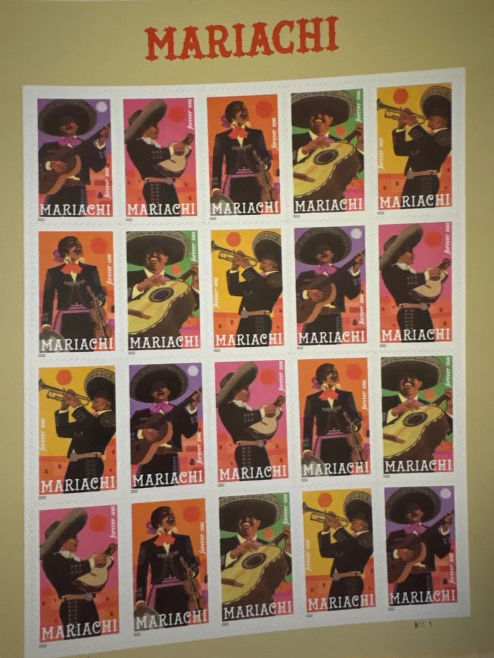Scott #5703-5707 Mariachi Pane of 20 Forever Stamps (2022) - Image 1 of 1