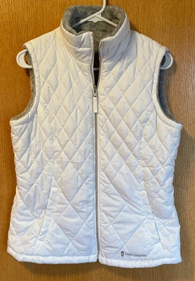 Free Country Quilted Vest Womens Sz Medium White/Gray Reversible Fleece - Image 1 of 4