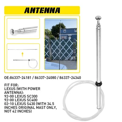 Power Antenna Mast Replacement For Lexus 1992-2000 SC300 SC400 02-10 SC430 34.5" - Image 1 of 4