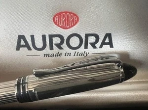 AURORA Ipsilon Ballpoint Pen Solid 925 SILVER Model B34 New NOS - Picture 1 of 12