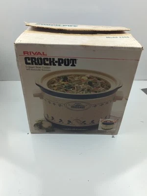 Vintage Rival 3355 Crock Pot - 5 Quart Slow Cooker -Blue Flowers-  - Image 1 of 4