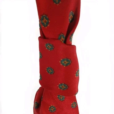BRUNO FERRARI Neck Tie Mens Silk Red Floral Designer Preppy Made In Italy  - Image 1 of 4