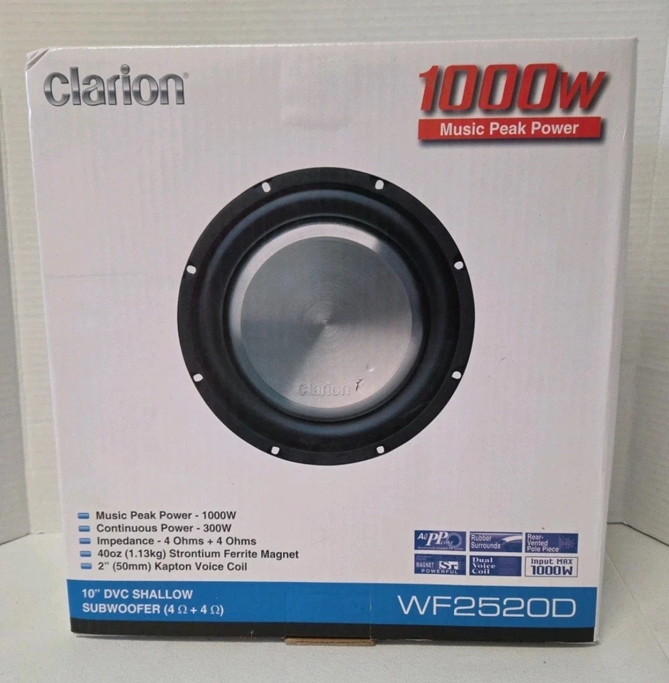 Subwoofer de montaje poco profundo Clarion WF2520D 1000W Max 10" doble bobina de voz de 4 ohmios  Foto 1 de 1
