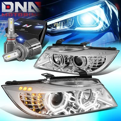PARA BMW E90 SERIE 3 2006-2008 FARO LED U-HALO CON KIT LED + VENTILADOR FRÍO CROMADO Foto 1 de 4