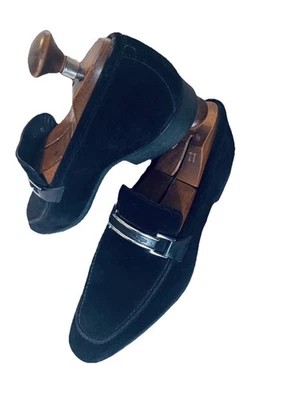 Ermenegildo Zegna L'Asola Black Suede Extra Flex Loafers Shoes Size 10 D - Image 1 of 2