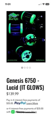 Carrete de pesca derecho Mad Katz Genesis 6750 Licid (brilla 💡) Foto 1 de 2