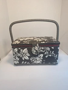 Vintage Sewing Basket With Wicker Handle And Trim. There Is No Removable Tray. - Picture 1 of 9