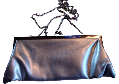 SASHA Vintage Inspired Purse Clutch Silver Tone Chain Strap Crossbody Party  302 - Image 1 of 4