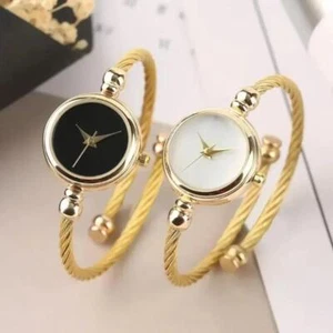 Luxury Gold Bangle Quartz Watch for Women-stainless Steel Elegant & Casual Style - Picture 1 of 28