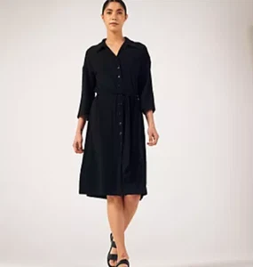 Kim & Co Brazil Jersey Collared Shirt Dress black new size small  - Picture 1 of 6