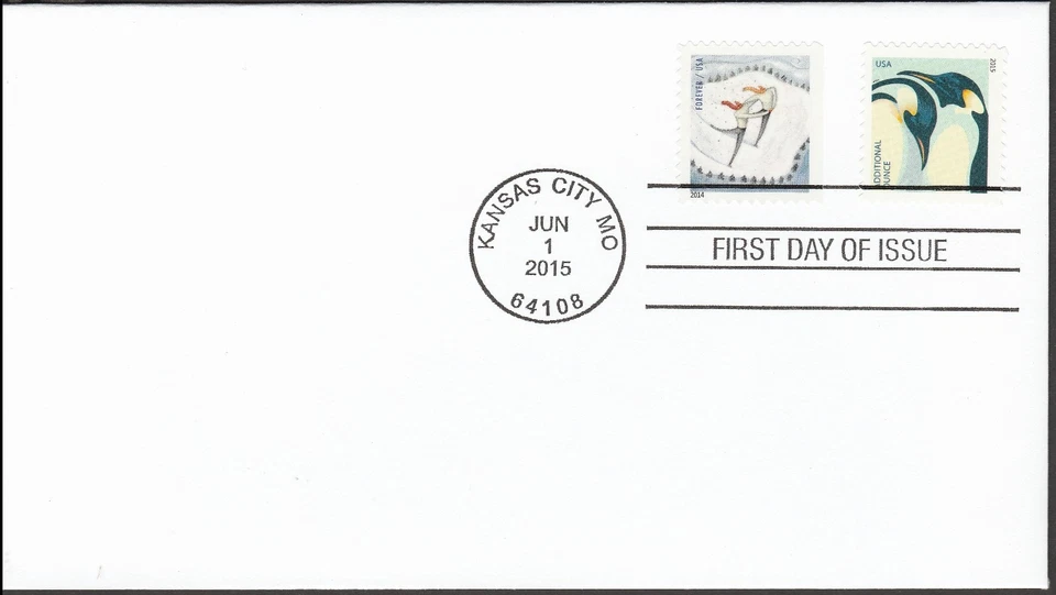 US 4989 Penguins Winter Fun Skaters CDS FDC 2015 - Image 1 of 1