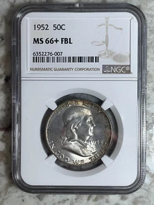 1952 NGC MS66+FBL Franklin Half Dollar 50C, PCGS $675 - Picture 1 of 10