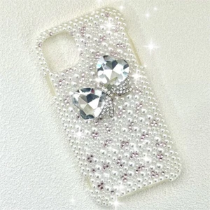 Hermosa funda de teléfono única con arco brillante perlas de cristal y perlas de piedra - Imagen 1 de 6