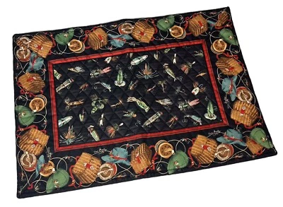 Vera Bradley Vintage Lures Black Placemat Indiana Tag - Image 1 of 2
